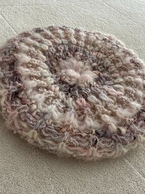 Chas A Stevens Vintage Hat Made in Italy Wool Knit Slouchy Beret Hat Pink Earthy